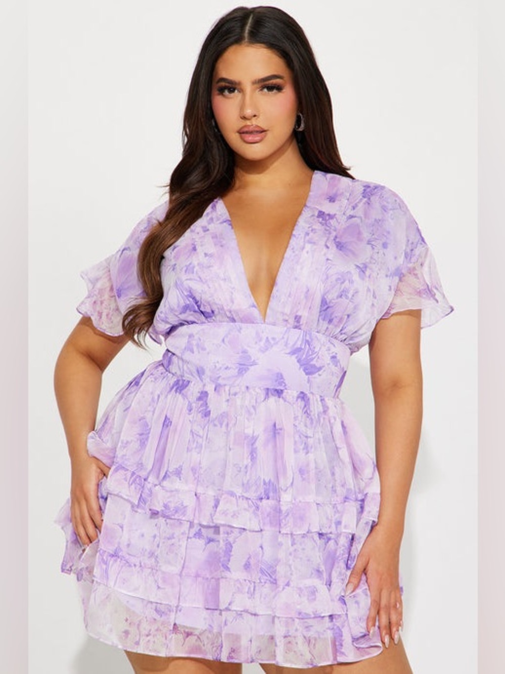 Fashion Nova Lavender Floral Midi Dress